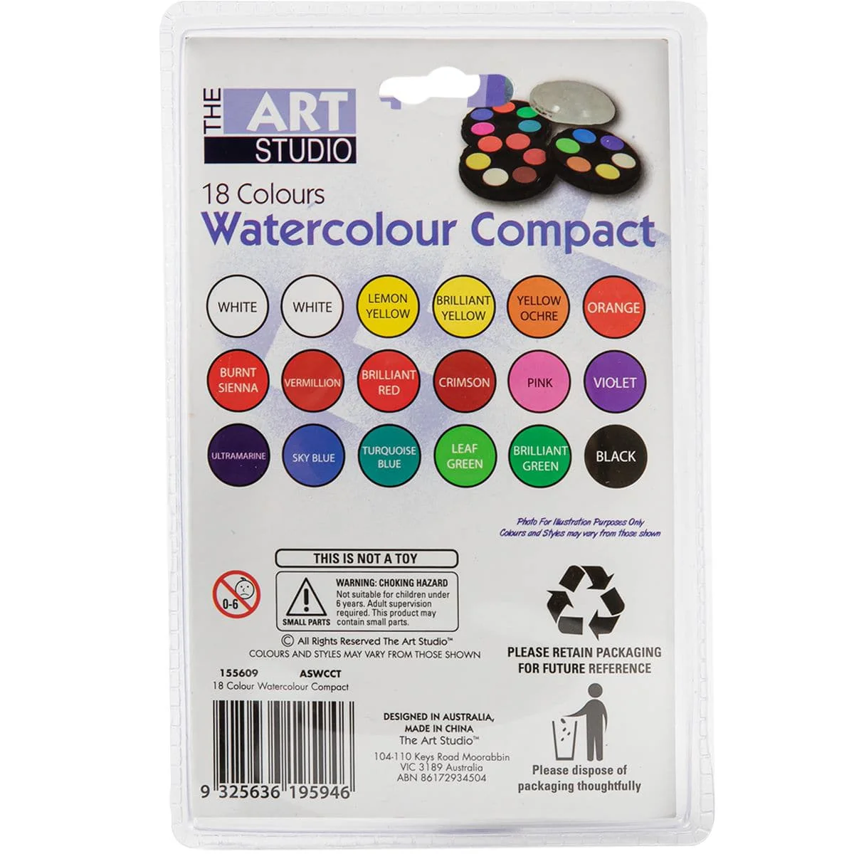 The Art Studio 3 Tier Watercolour Compact 18 Assorted Colours - Image 7