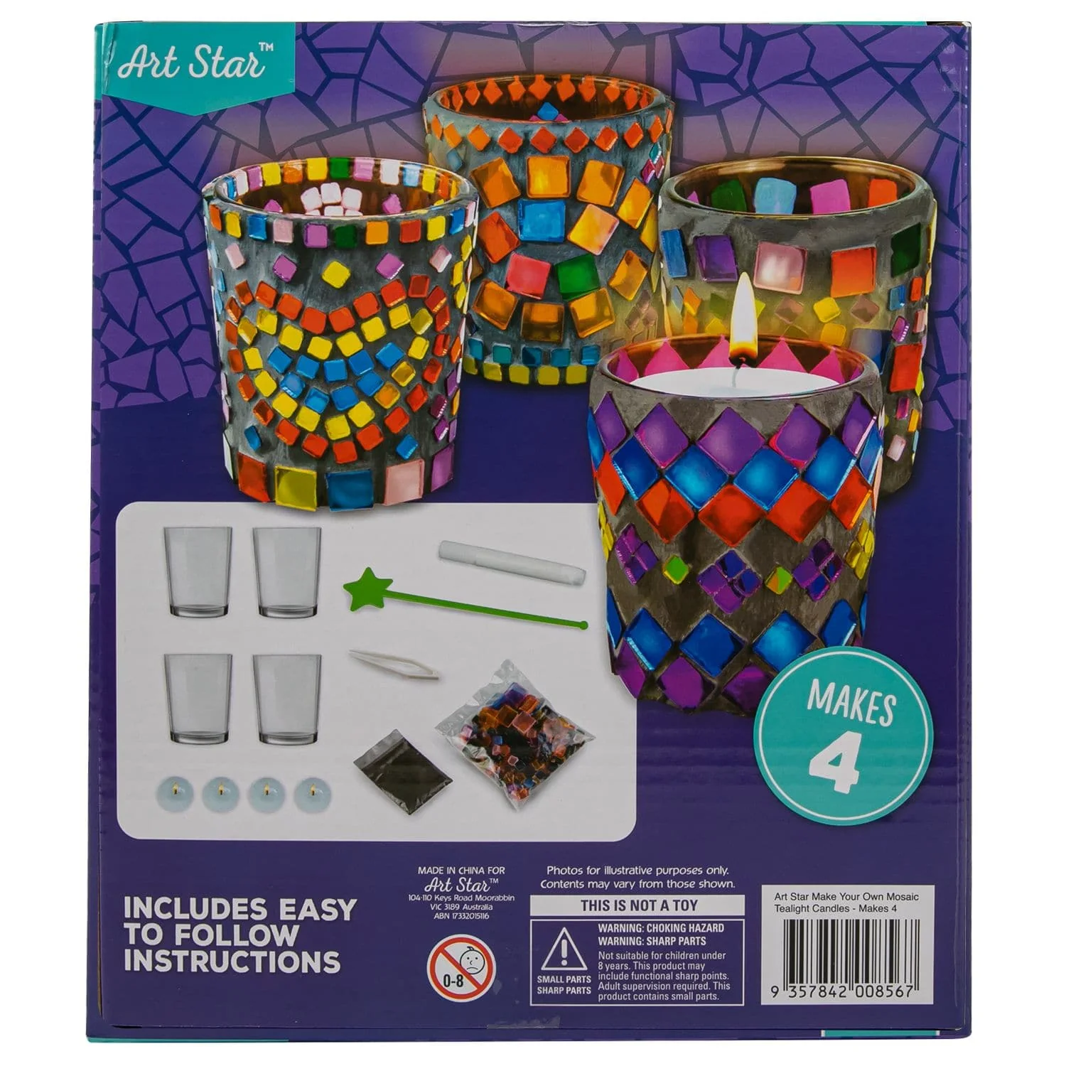 Art Star Make Your Own Mosaic Tealight Candles Makes 4 - Image 7