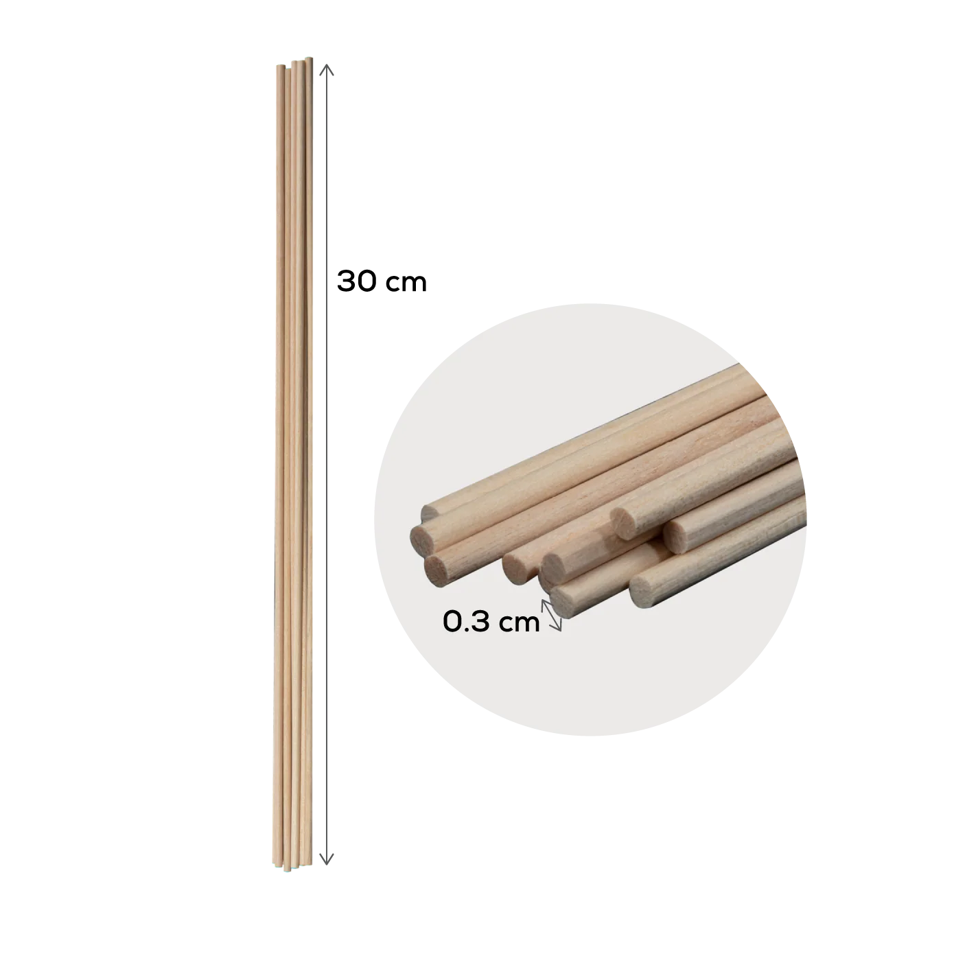 Art Star Round 3mm Wooden Dowel 30 x 0.3cm 10 Pieces - Image 3