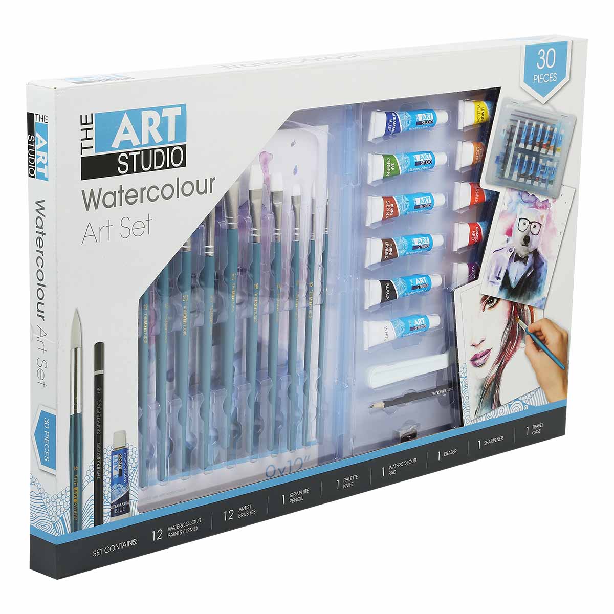 The Art Studio Watercolour Art Set 30 Pieces - Image 3