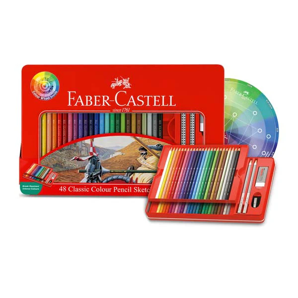 Faber Castell Classic colour Pencils, Assorted Colours - Tin of 48 - Image 3