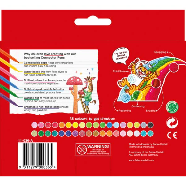 Faber Castell Connector Pen Colour Markers, Assorted Colours - 36 Pack - Image 5