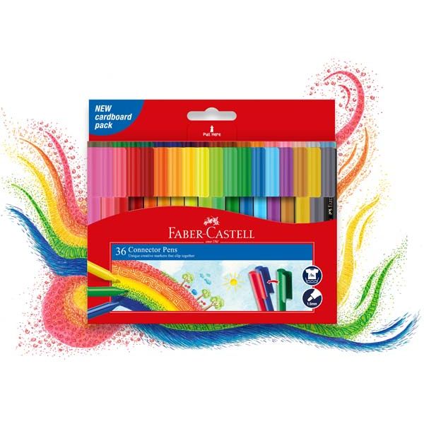 Faber Castell Connector Pen Colour Markers, Assorted Colours - 36 Pack - Image 6