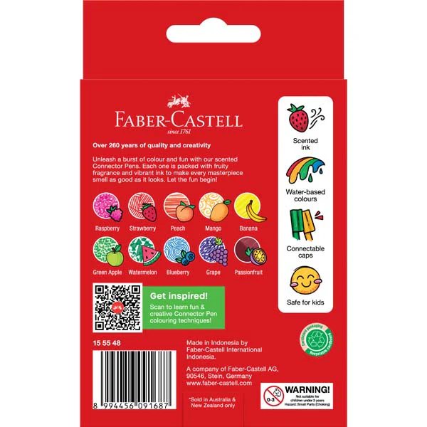 Faber Castell Connector Pen Scented Markers, Assorted Colours - 10 Pack - Image 5