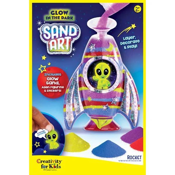 Faber Castell Creativity for Kids Glow in the Dark Sand Art Rocket Kit - Image 3