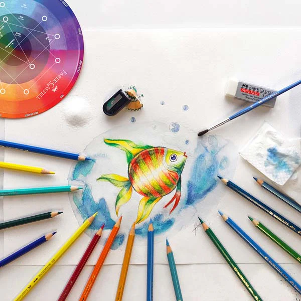 Faber Castell Watercolour Pencils, Assorted Colours -Tin of 36 - Image 4