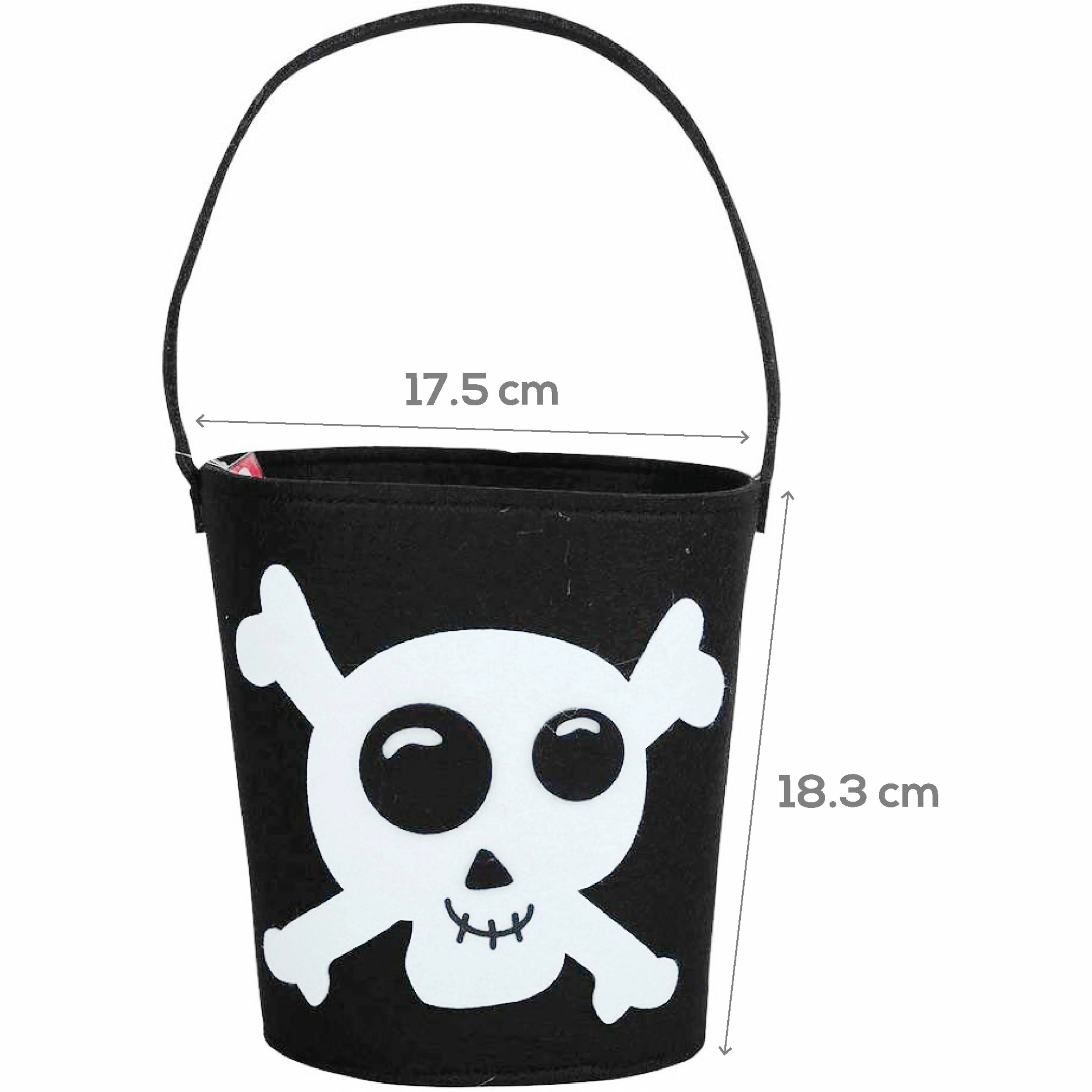 Art Star Halloween Felt Skull & Crossbones Bucket 18 x 17.5cm - Image 3