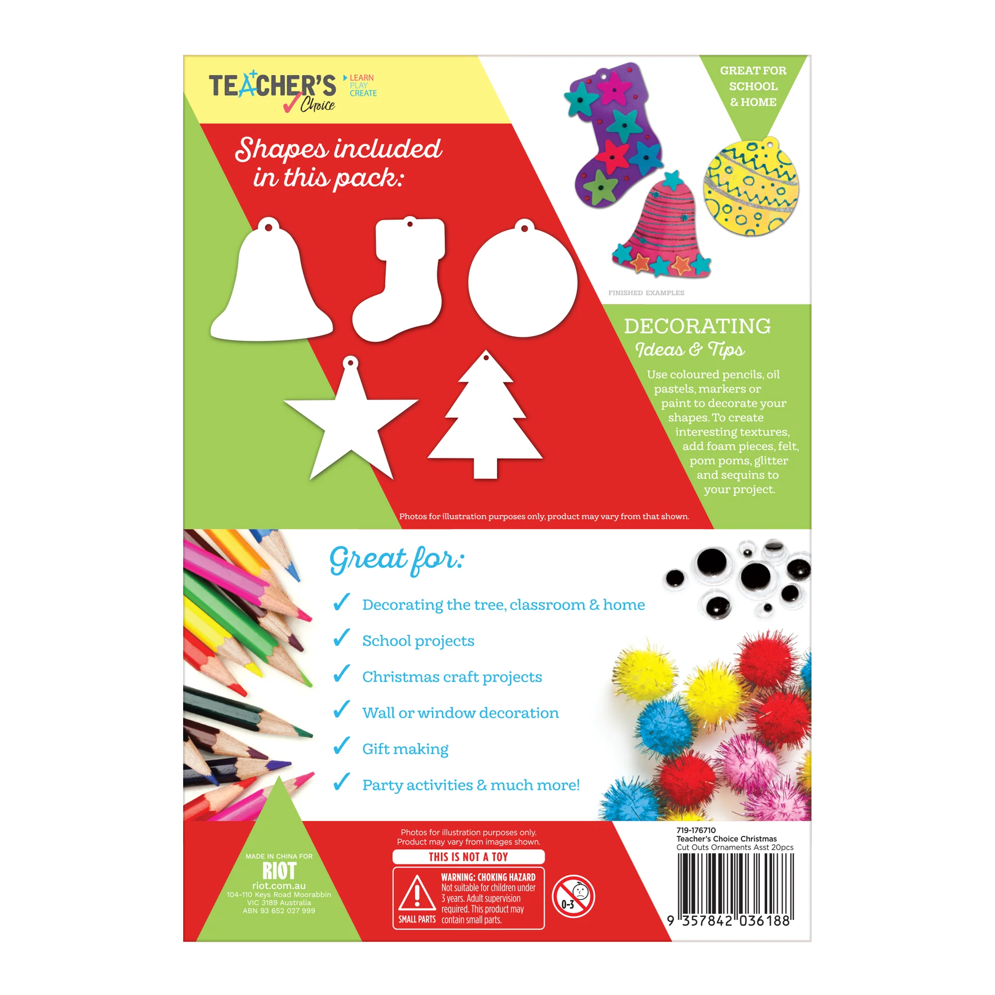 Teacher's Choice Cut Out Ornaments Asst 20Pcs - Wht - Image 4